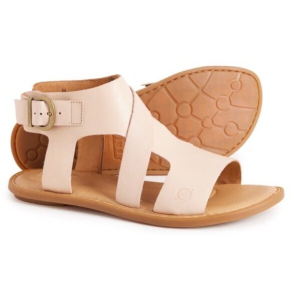 Born Marlowe Gladiator Sandals Leather Buckle Flats Natural Size 8 NEW - Picture 1 of 7